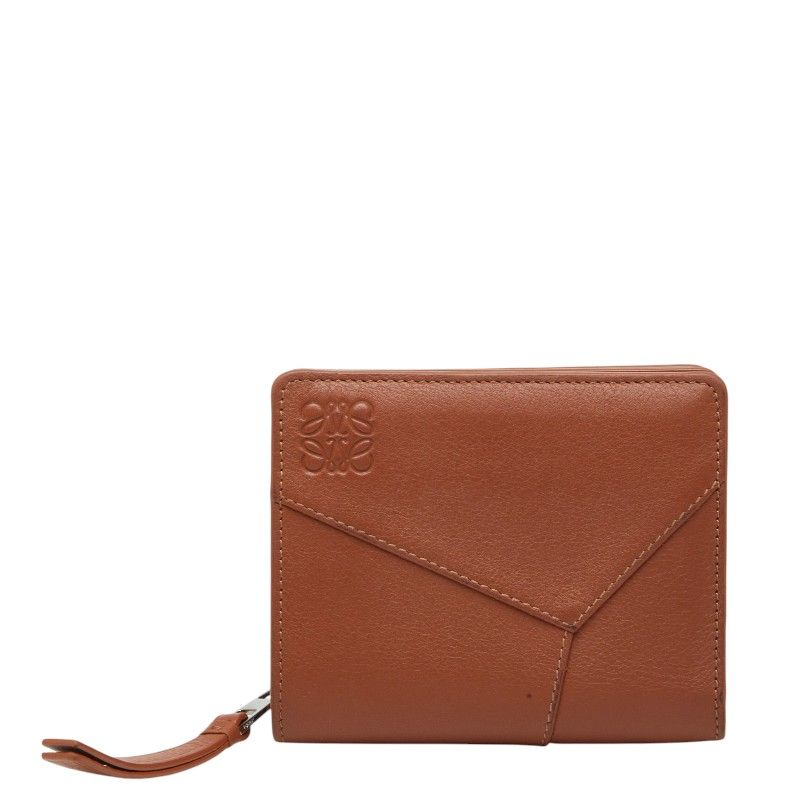 Loewe Anagram Puzzle Compact Bifold Wallet Brown Leather