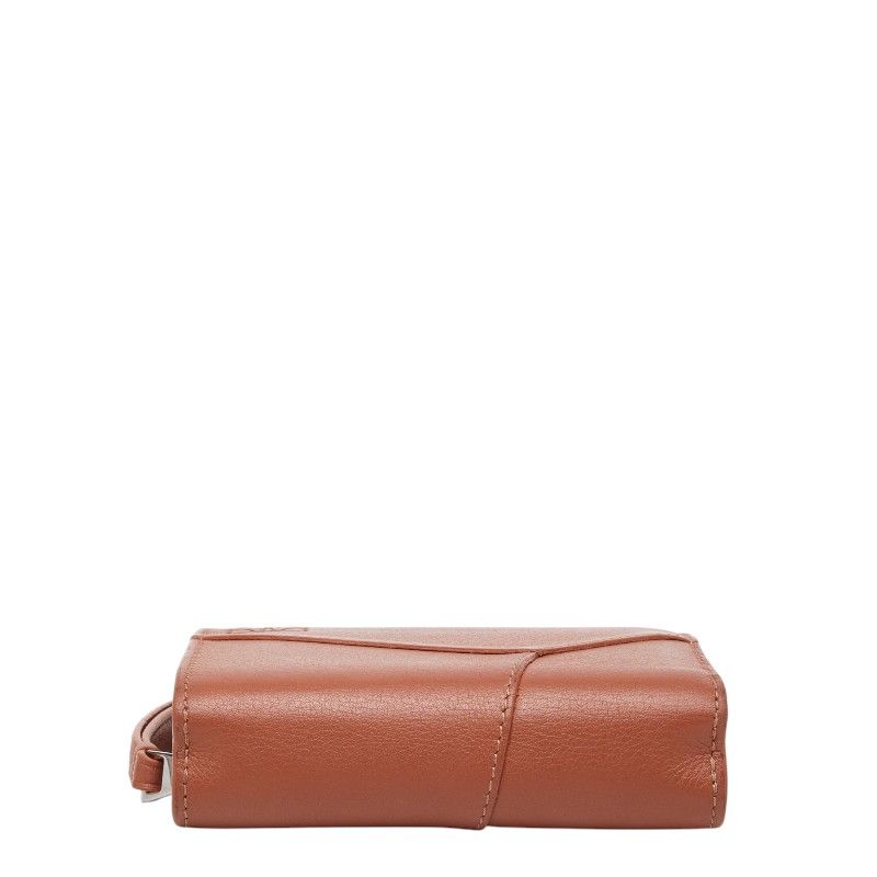 Loewe Anagram Puzzle Compact Bifold Wallet Brown Leather — view 3