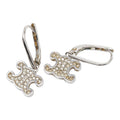Celine Triomphe Earrings Silver Metal Rhinestone