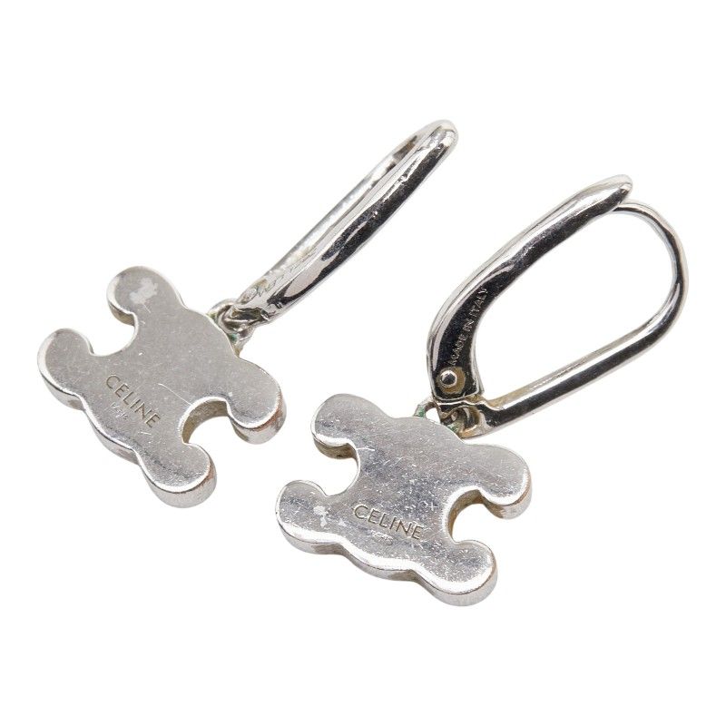 Celine Triomphe Earrings Silver Metal Rhinestone — view 3