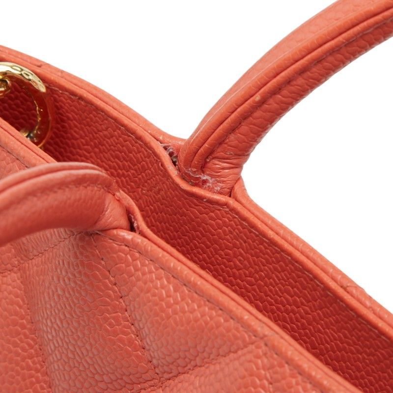 Chanel Quilted CC Logo Reissue Tote Orange Caviar Leather — view 8