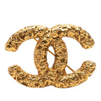 Chanel CC Logo Lava Motif Brooch Gold Plated