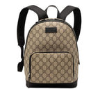 Gucci GG Supreme Backpack Beige Black Leather