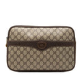 Gucci Vintage GG Supreme Clutch Pre Owned 004 115 Beige Brown Leather