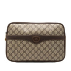 Gucci Vintage GG Supreme Clutch Pre Owned 004 115 Beige Brown Leather