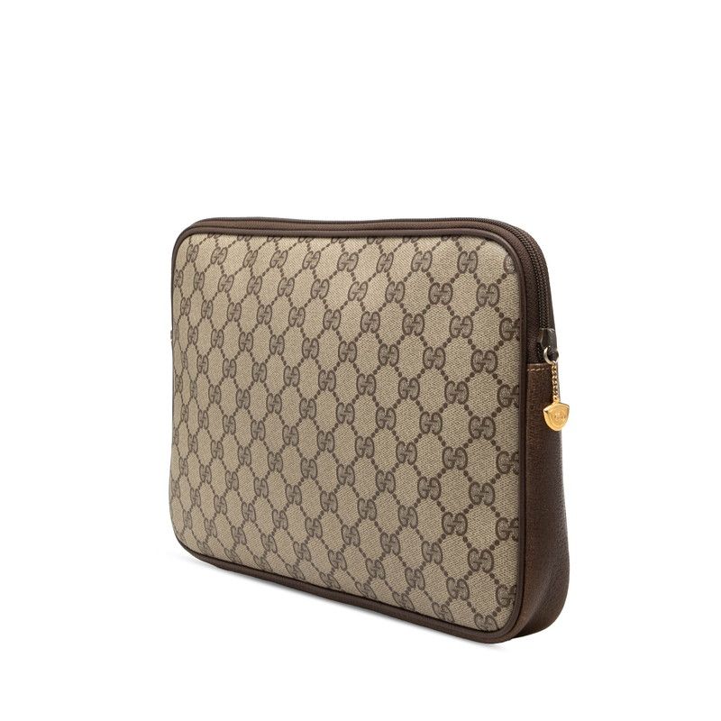 Gucci Vintage GG Supreme Clutch Pre Owned 004 115 Beige Brown Leather — view 2