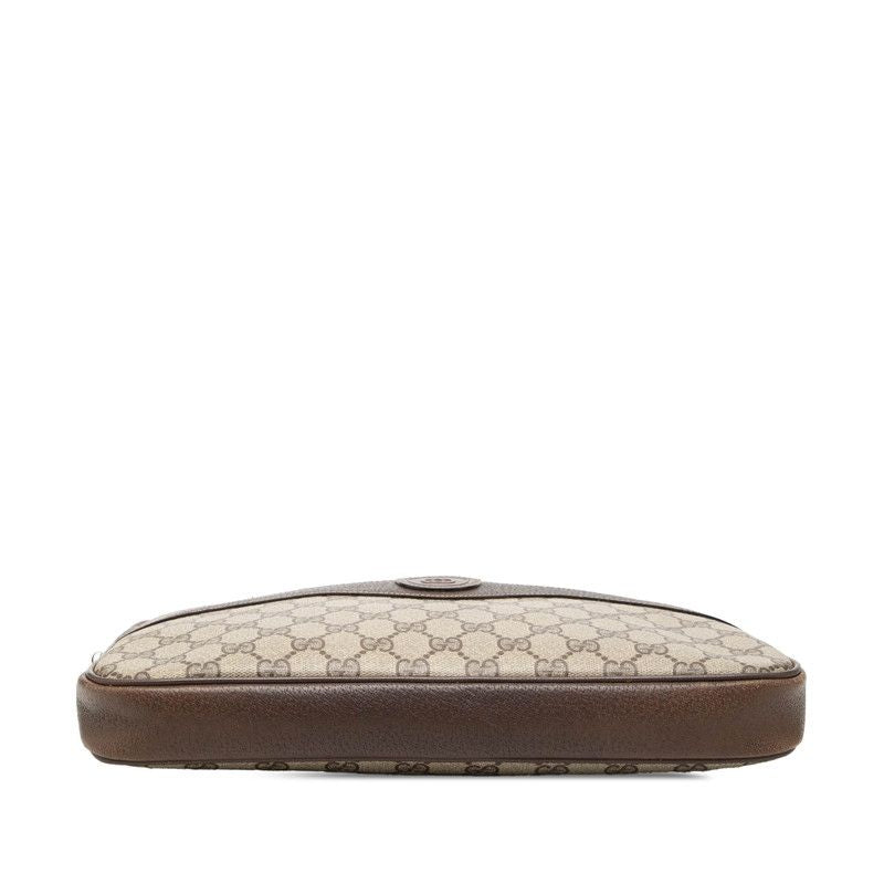Gucci Vintage GG Supreme Clutch Pre Owned 004 115 Beige Brown Leather — view 3