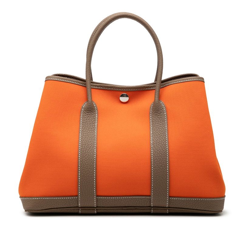 Hermes Garden Party TPM Tote Orange Etoupe Toile Officier Negonda