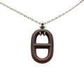 Hermes Chaine D'ancre Necklace Silver Brown Metal Vulcanium