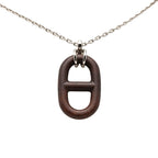 Hermes Chaine D'ancre Necklace Silver Brown Metal Vulcanium