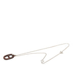 Hermes Chaine D'ancre Necklace Silver Brown Metal Vulcanium — view 4