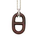 Hermes Chaine D'ancre Necklace Silver Brown Metal Vulcanium — view 2