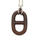 Hermes Chaine D'ancre Necklace Silver Brown Metal Vulcanium — view 3