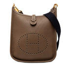 Hermes Evelyne TPM Shoulder Bag Etoupe Navy Taurillon Clemence