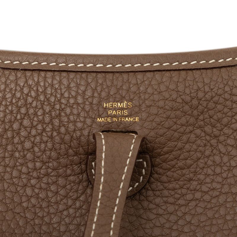 Hermes Evelyne TPM Shoulder Bag Etoupe Navy Taurillon Clemence — view 5