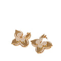 Louis Vuitton Monogram Flower LV Medallion Earrings Gold Plated Rhinestone