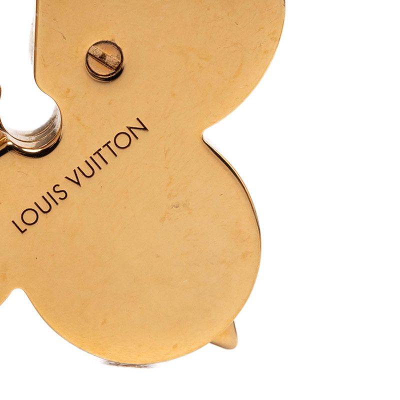 Louis Vuitton Monogram Flower LV Medallion Earrings Gold Plated Rhinestone — view 3