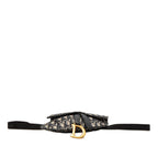Dior Oblique Saddle Shoulder Bag Beige Navy Black Canvas Leather — view 3