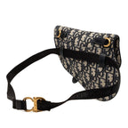 Dior Oblique Saddle Shoulder Bag Beige Navy Black Canvas Leather — view 2