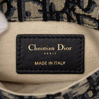 Dior Oblique Saddle Shoulder Bag Beige Navy Black Canvas Leather — view 5