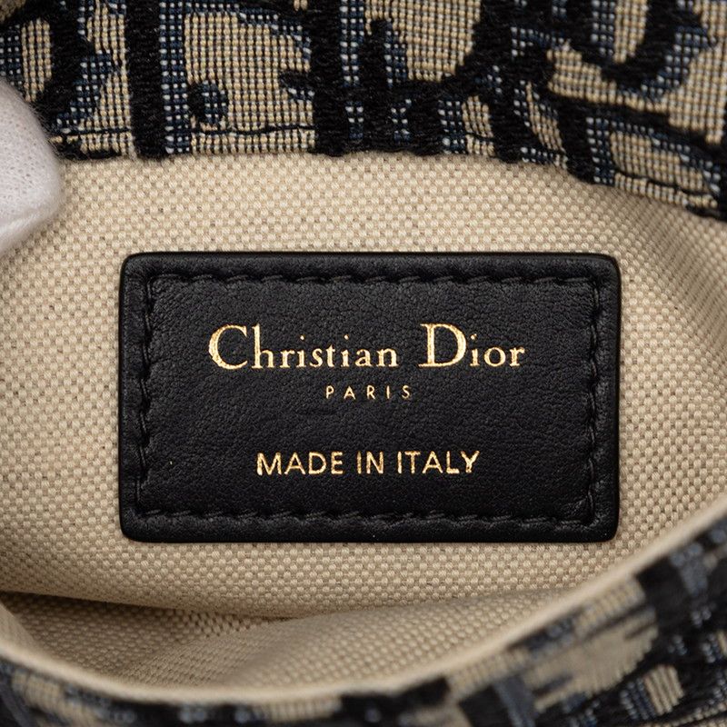Dior Oblique Saddle Shoulder Bag Beige Navy Black Canvas Leather — view 5
