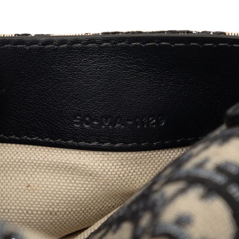 Dior Oblique Saddle Shoulder Bag Beige Navy Black Canvas Leather — view 6