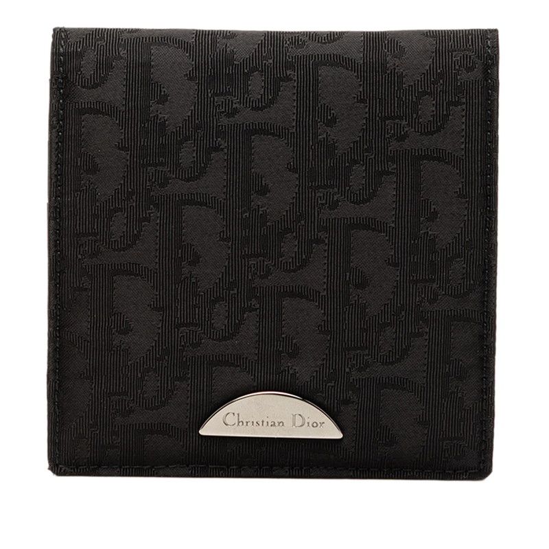 Dior Oblique Jacquard Bifold Wallet Black Nylon Leather