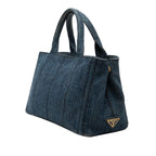 Prada Canapa Triangular Tote Shoulder Bag 2-Way Blue Denim — view 2