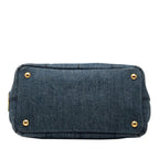 Prada Canapa Triangular Tote Shoulder Bag 2-Way Blue Denim — view 3