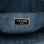 Prada Canapa Triangular Tote Shoulder Bag 2-Way Blue Denim — view 5