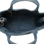 Prada Canapa Triangular Tote Shoulder Bag 2-Way Blue Denim — view 4