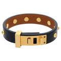 Hermes Mini Dog Clou de Lune Stud Embellished Leather Bracelet T1