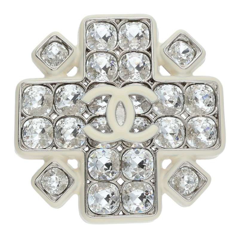 Chanel CC Logo Rhinestone Brooch