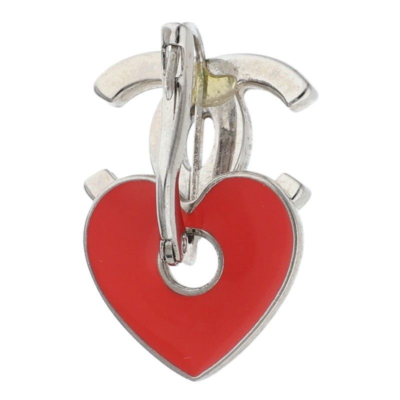 Chanel CC Logo Heart Motif Single Pierced Earrings — view 2