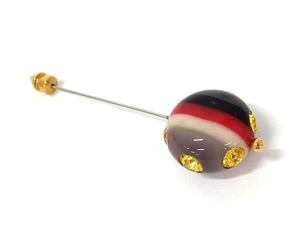 Gucci Brooch Tricolor Web Resin Pin Multicolor Metal Gold Interlocking — view 2