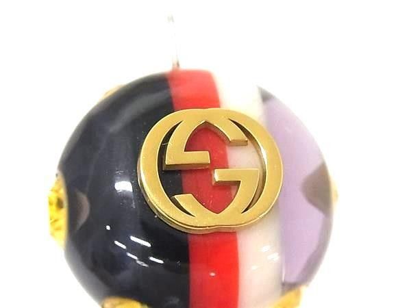 Gucci Brooch Tricolor Web Resin Pin Multicolor Metal Gold Interlocking — view 4