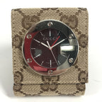Gucci Table Clock Travel GG Canvas Leather Beige