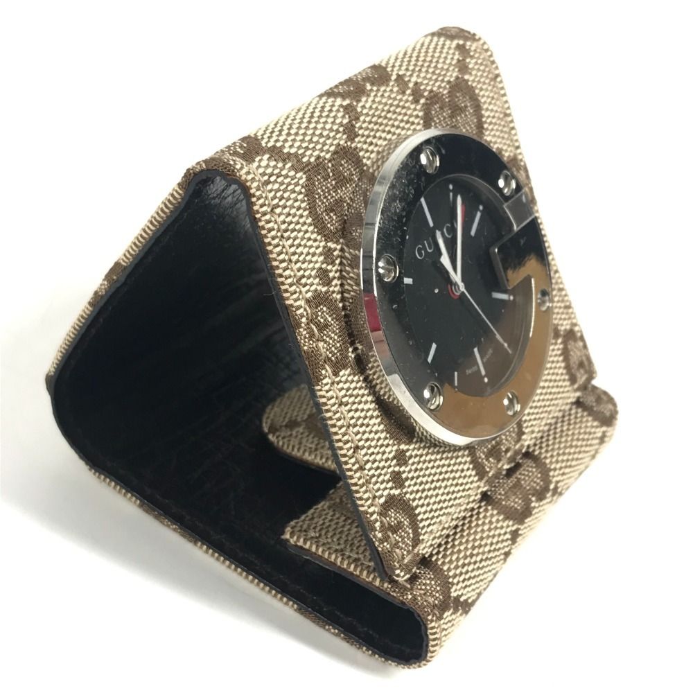 Gucci Table Clock Travel GG Canvas Leather Beige — view 3
