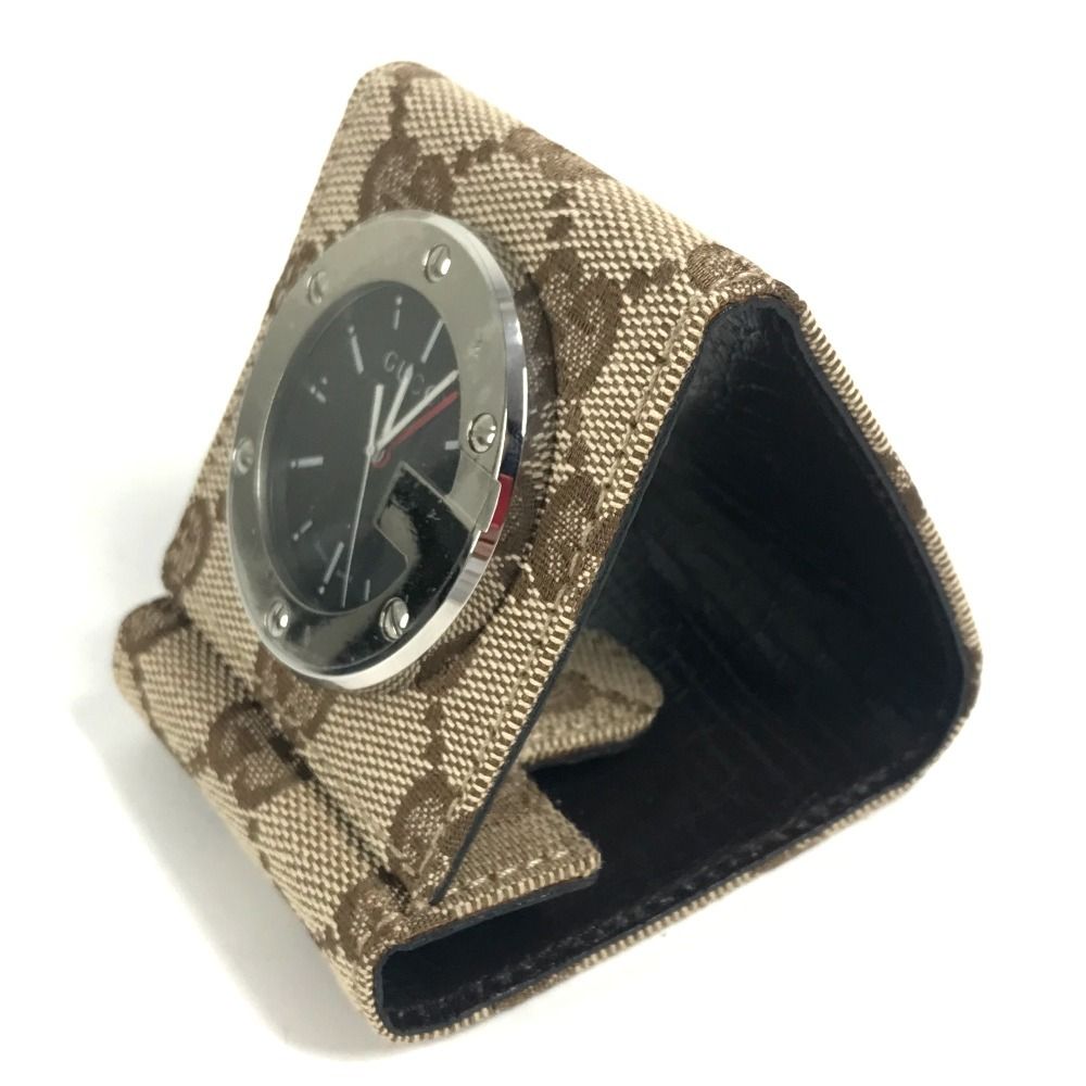 Gucci Table Clock Travel GG Canvas Leather Beige — view 4