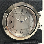 Gucci Table Clock Travel Leather Silver — view 2