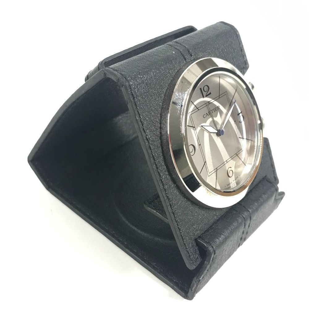 Gucci Table Clock Travel Leather Silver — view 4