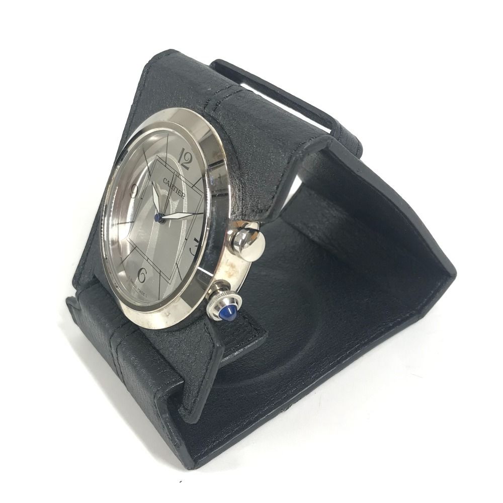 Gucci Table Clock Travel Leather Silver — view 3