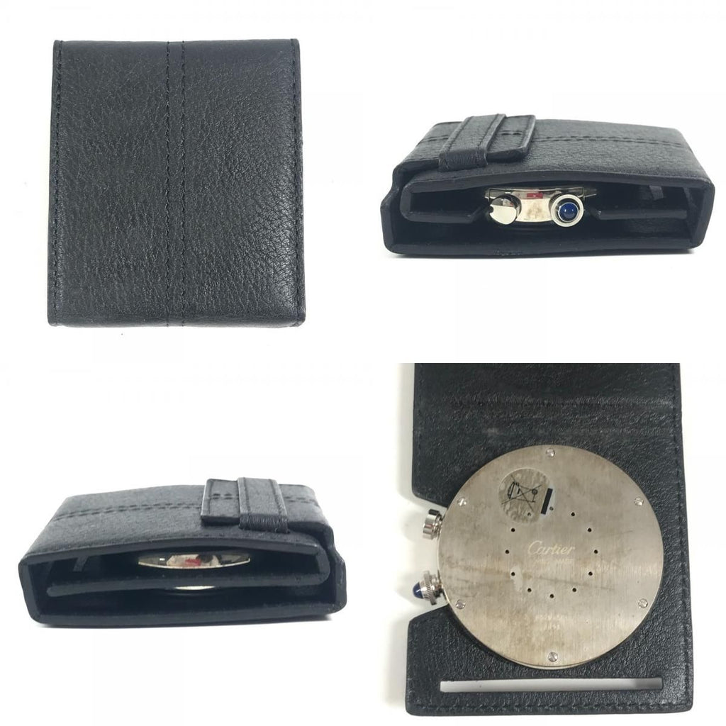 Gucci Table Clock Travel Leather Silver — view 8