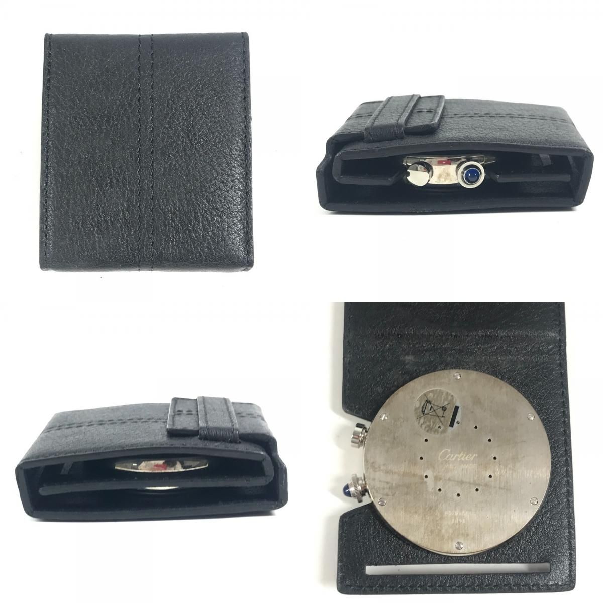 Gucci Table Clock Travel Leather Silver — view 8