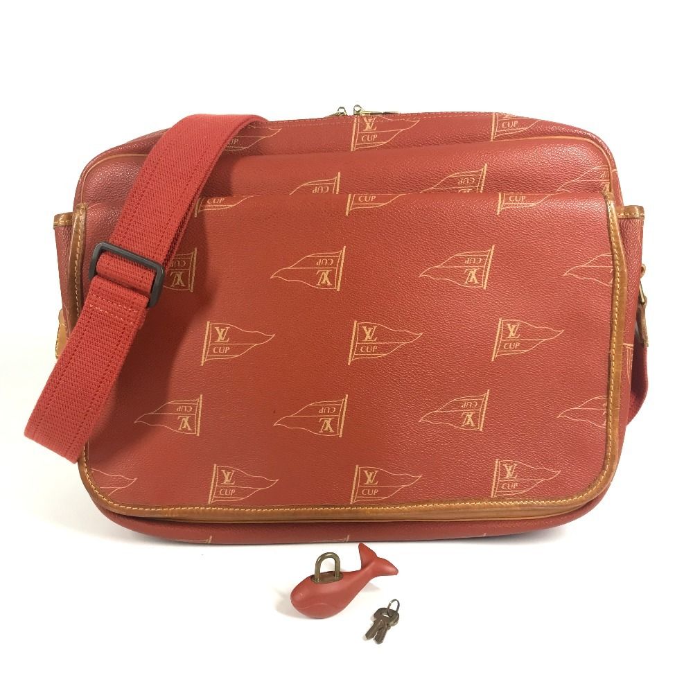 Louis Vuitton Shoulder Bag Calvi Leather Canvas Abogany Orange