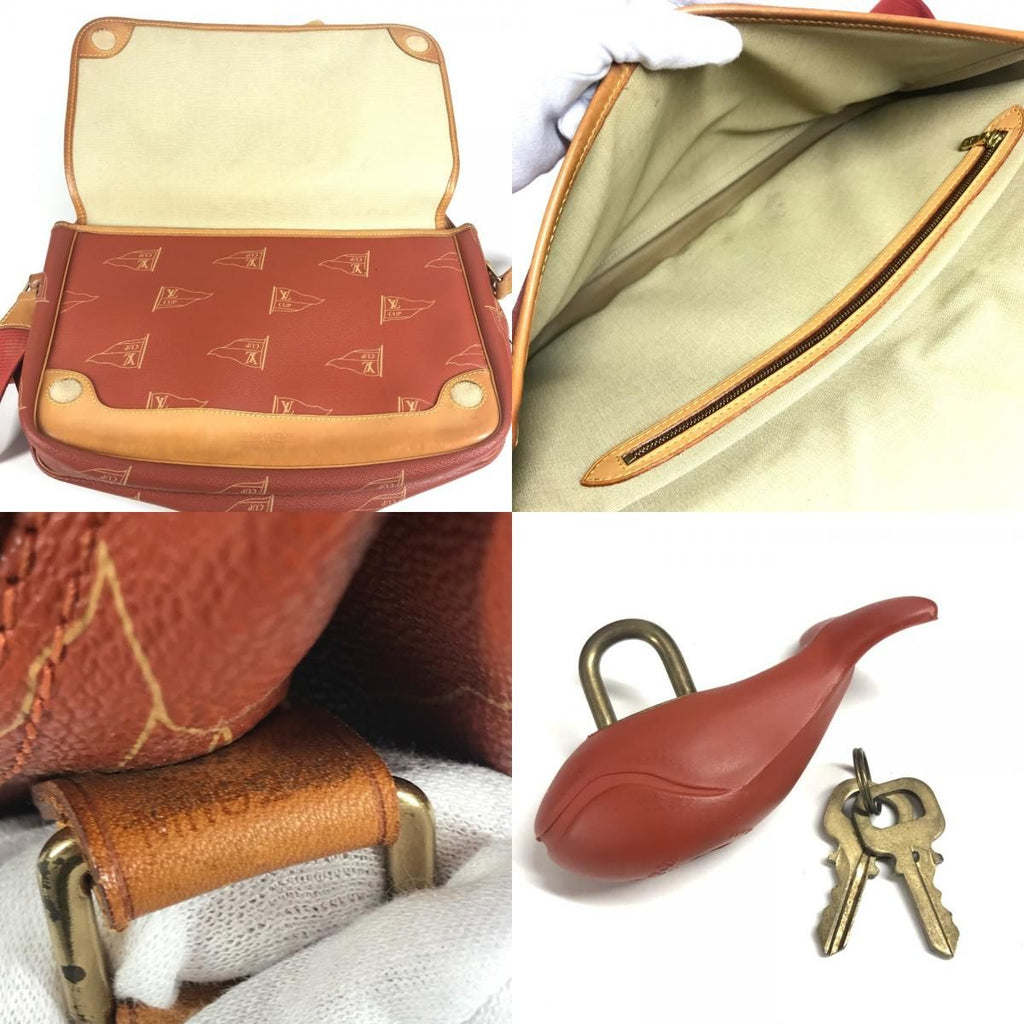 Louis Vuitton Shoulder Bag Calvi Leather Canvas Abogany Orange — view 9