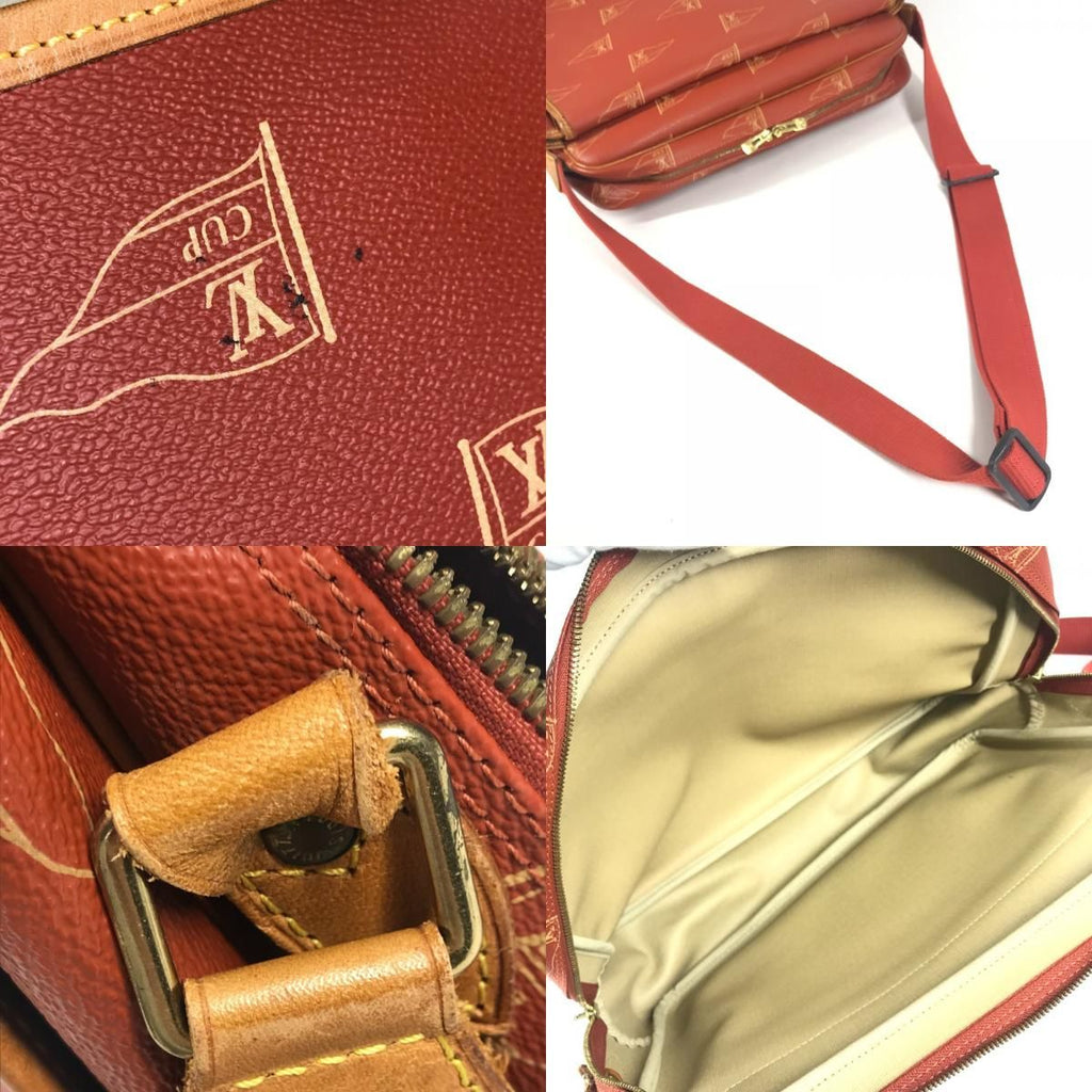 Louis Vuitton Shoulder Bag Calvi Leather Canvas Abogany Orange — view 8