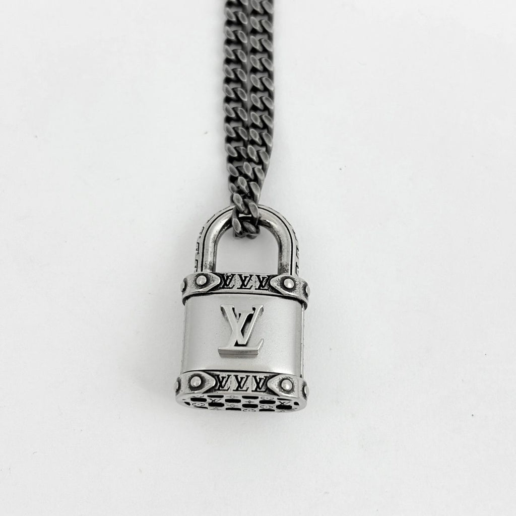 Louis Vuitton Necklace LV Lock Padlock Metal Silver — view 2