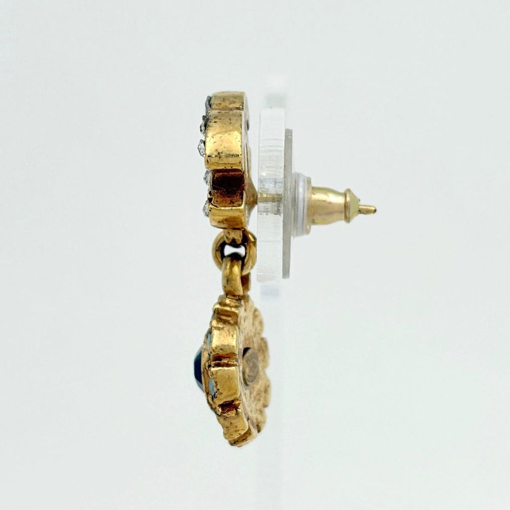 Chanel CC Logo Rhinestone Earrings Gold Plated — view 2