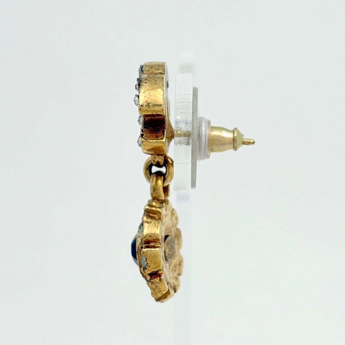 Chanel CC Logo Rhinestone Earrings Gold Plated — view 2